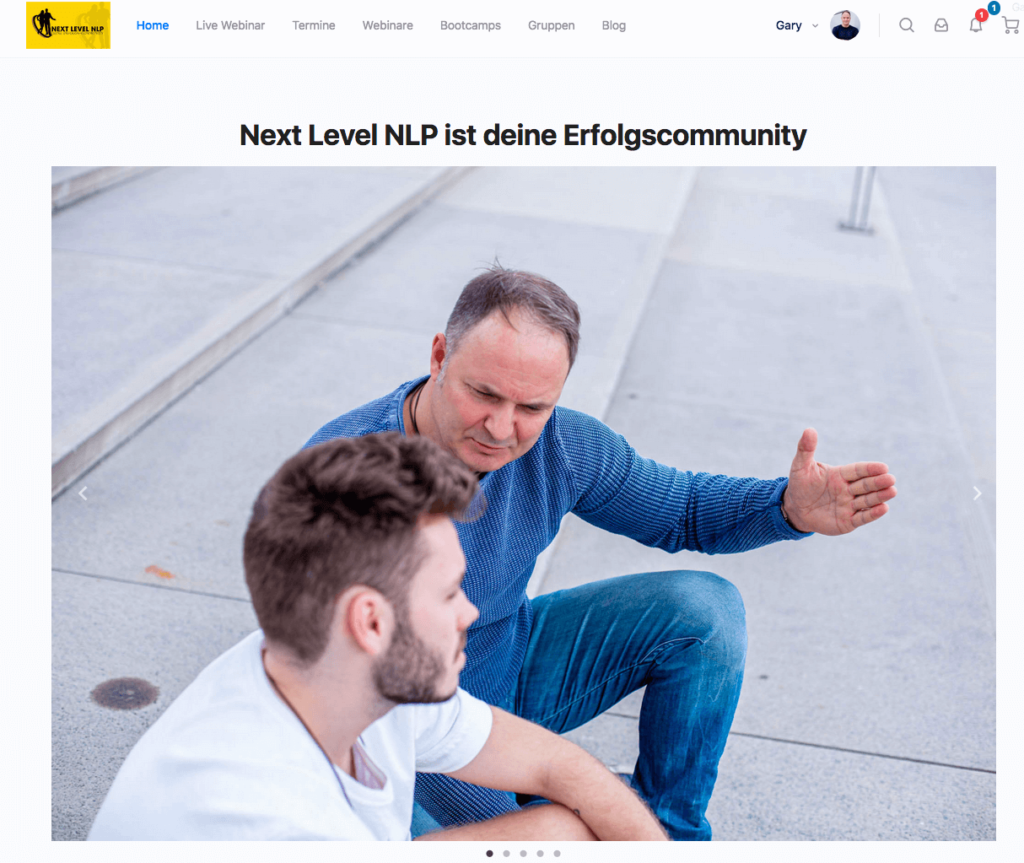 Next-Level-NLP-Club-Startseitenansicht